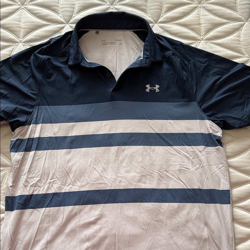 Under Armour Men's Polo in Navy and White Stripes